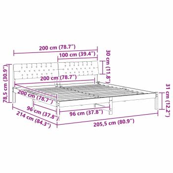 Bettgestell Braun und Taupe 200 x 200 cm Massivholz Kiefer
