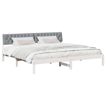 Bettgestell Weiß und hellgrau 200 x 200 cm Massivholz Kiefer