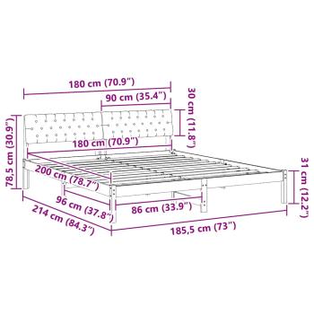 Bettgestell braun und dunkelgrau 180 x 200 cm Massivholz Kiefer