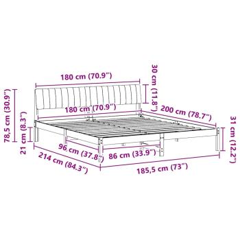 Bettgestell Braun und Schwarz 180 x 200 cm Massivholz Kiefer