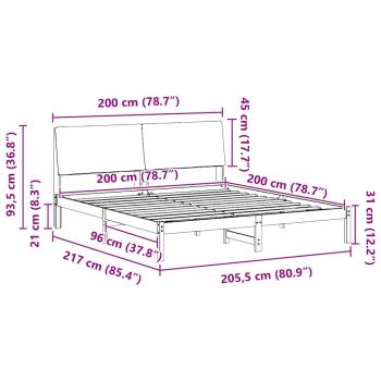 Bettgestell Braun und hellgrau 200 x 200 cm Massivholz Kiefer