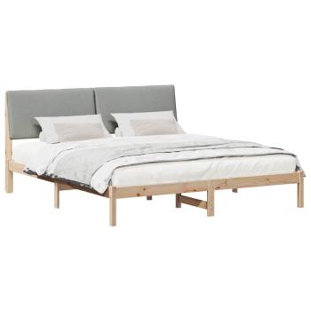 Bettgestell Braun und hellgrau 200 x 200 cm Massivholz Kiefer