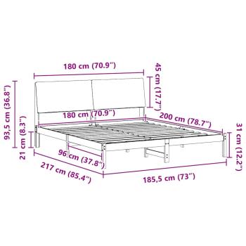 Bettgestell Braun und Taupe 180 x 200 cm Massivholz Kiefer