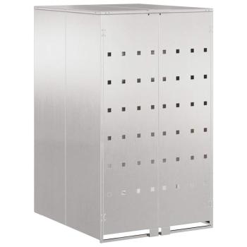 Mülltonnenlager mit Gas-Hebedeckel für 240L Tonne Silber