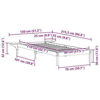 Bettgestell mit Nachttischen Wachsbraun 80 x 210 cm