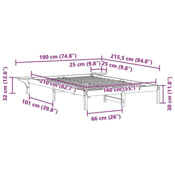 Bettgestell mit Nachttischen Wachsbraun 140 x 210 cm