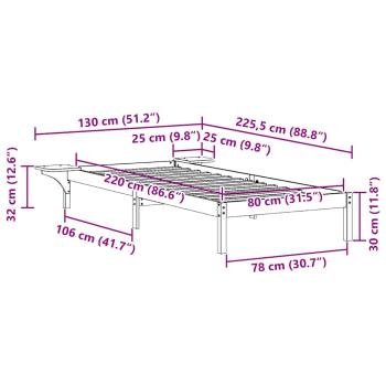Bettgestell mit Nachttischen Wachsbraun 80 x 220 cm