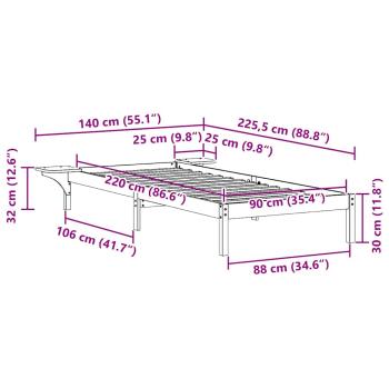 Bettgestell mit Nachttischen Wachsbraun 90 x 220 cm