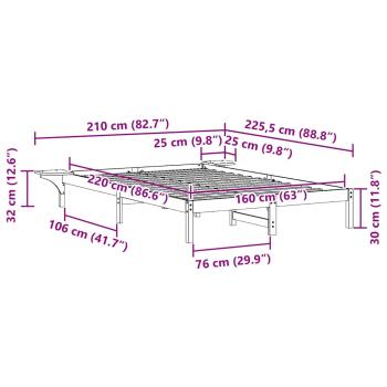 Bettgestell mit Nachttischen Weiß 160 x 220 cm