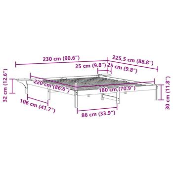 Bettgestell mit Nachttischen Natur 180 x 220 cm