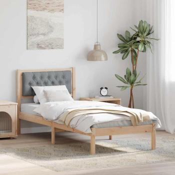 ARDEBO.de - Bettgestell mit Kopfteil Hellgrau 75 x 190 cm Stoff
