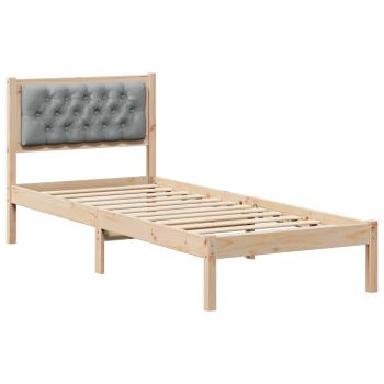 Bettgestell mit Kopfteil Hellgrau 75 x 190 cm Stoff