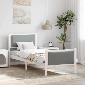 ARDEBO.de - Bettgestell mit Kopfteil Hellgrau 80 x 200 cm Stoff