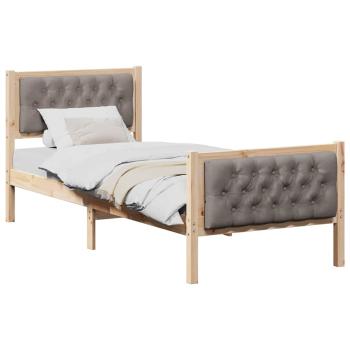 Bettgestell mit Kopfteil Taupe 75 x 190 cm Stoff