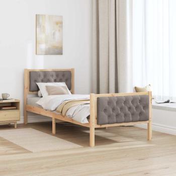 Bettgestell mit Kopfteil Taupe 75 x 190 cm Stoff
