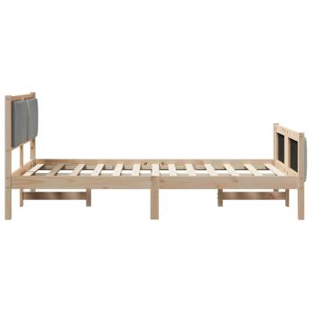 Bettgestell Braun und hellgrau 120 x 190 cm Massivholz Kiefer