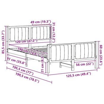 Bettgestell braun und dunkelgrau 120 x 190 cm Massivholz Kiefer