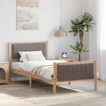 ARDEBO.de - Bettgestell Braun und Taupe 90 x 190 cm Massivholz Kiefer