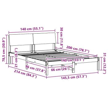 Bettgestell Braun und Schwarz 140 x 200 cm Massivholz Kiefer