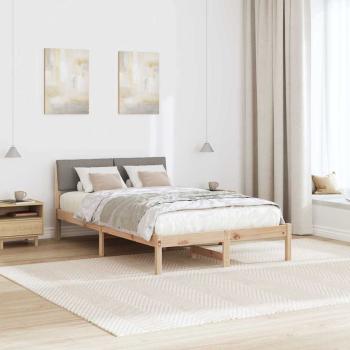 Bettgestell Braun und Taupe 120 x 190 cm Massivholz Kiefer