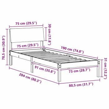 Bettgestell Braun und Schwarz 75 x 190 cm Massivholz Kiefer
