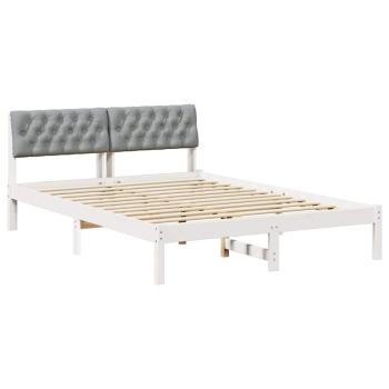 Bettgestell Weiß und Hellgrau 150 x 200 cm Massivholz Kiefer