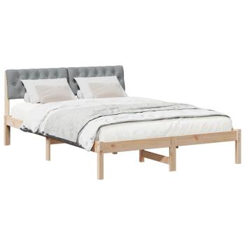 Bettgestell Braun und hellgrau 140 x 200 cm Massivholz Kiefer