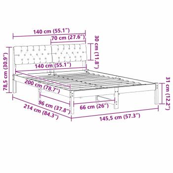 Bettgestell braun und dunkelgrau 140 x 200 cm Massivholz Kiefer