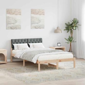 ARDEBO.de - Bettgestell Braun und Dunkelgrau 120 x 200 cm Massivholz Kiefer