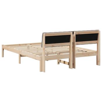 ARDEBO.de - Bettgestell Braun und Taupe 135 x 190 cm Massivholz Kiefer