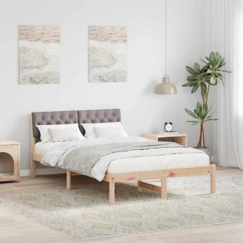 ARDEBO.de - Bettgestell Braun und Taupe 120 x 190 cm Massivholz Kiefer