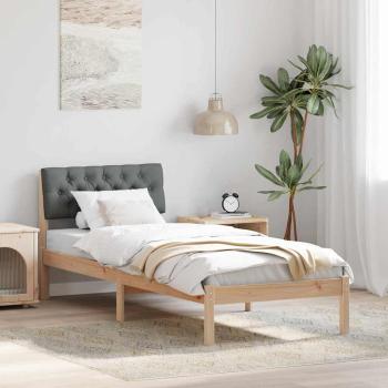 ARDEBO.de - Bettgestell braun und dunkelgrau 80 x 200 cm Massivholz Kiefer