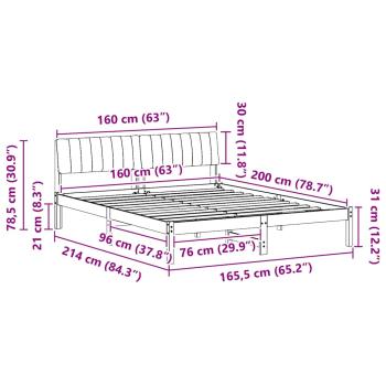 Bettgestell Braun und Taupe 160 x 200 cm Massivholz Kiefer