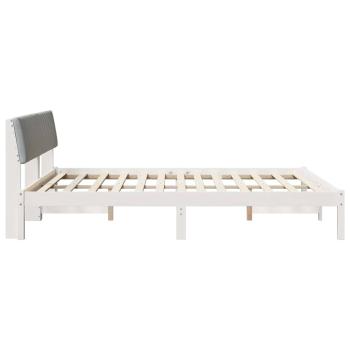 Bettgestell Weiß und hellgrau 160 x 200 cm Massivholz Kiefer