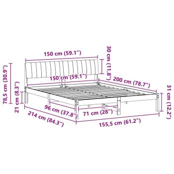 Bettgestell Braun und Schwarz 150 x 200 cm Massivholz Kiefer