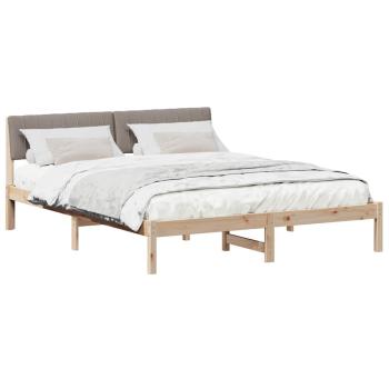 Bettgestell Braun und Taupe 150 x 200 cm Massivholz Kiefer