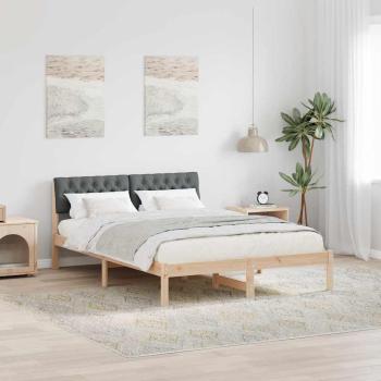 ARDEBO.de - Bettgestell braun und dunkelgrau 140 x 200 cm Massivholz Kiefer