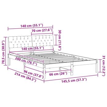 Bettgestell braun und dunkelgrau 140 x 200 cm Massivholz Kiefer