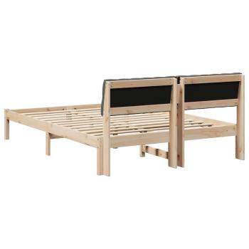 Bettgestell braun und dunkelgrau 140 x 200 cm Massivholz Kiefer