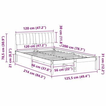 Bettgestell Braun und hellgrau 120 x 200 cm Massivholz Kiefer