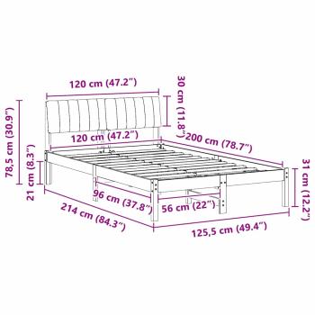 Bettgestell Braun und Taupe 120 x 200 cm Massivholz Kiefer