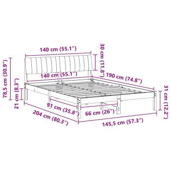 Bettgestell braun und dunkelgrau 140 x 190 cm Massivholz Kiefer