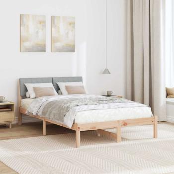Bettgestell Braun und hellgrau 120 x 190 cm Massivholz Kiefer