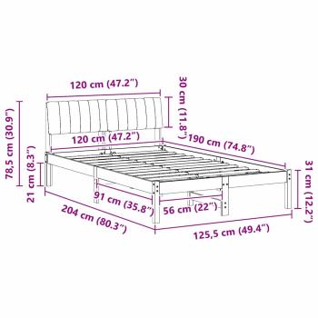 Bettgestell Braun und Taupe 120 x 190 cm Massivholz Kiefer