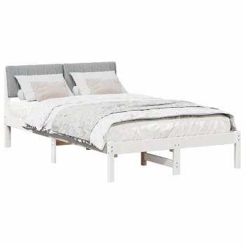 Bettgestell Weiß und hellgrau 120 x 190 cm Massivholz Kiefer