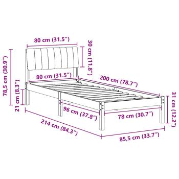 Bettgestell Braun und Schwarz 80 x 200 cm Massivholz Kiefer