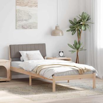 ARDEBO.de - Bettgestell Braun und Taupe 90 x 190 cm Massivholz Kiefer