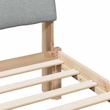 Bettgestell Braun und hellgrau 140 x 190 cm Massivholz Kiefer