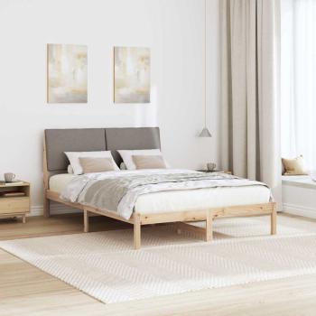 Bettgestell Braun und Taupe 140 x 190 cm Massivholz Kiefer