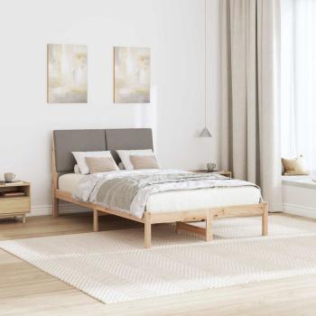 Bettgestell Braun und Taupe 120 x 190 cm Massivholz Kiefer